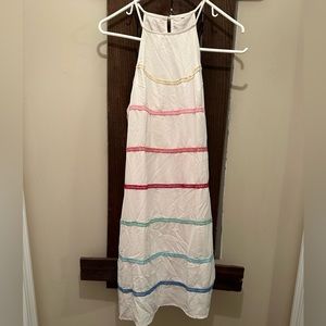 Halter top white and colored striped dress